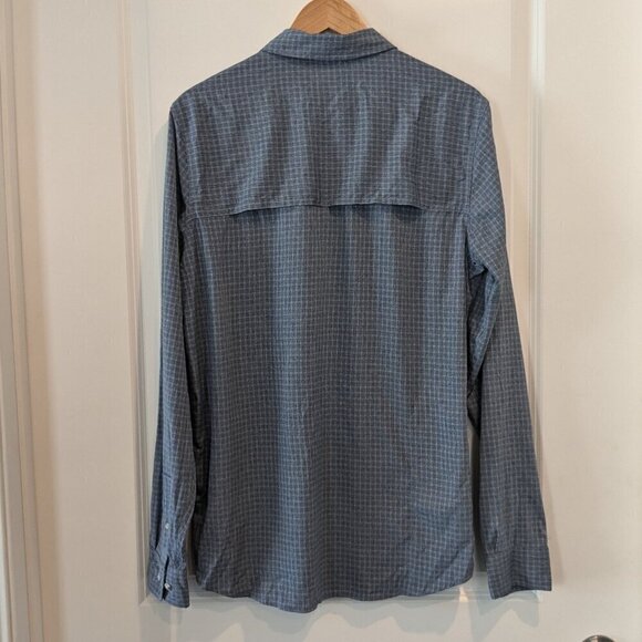 PrAna Shirt Men's Size ST Blue Gingham Garvan Button-up Vented Long Sleeve Shirt - Picture 5 of 16